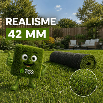 Gazon synthétique Realisme 42mm en rouleau complet de 2m x 25m