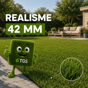 Gazon synthétique Realisme 42 mm pour l'aménagement de votre jardin.